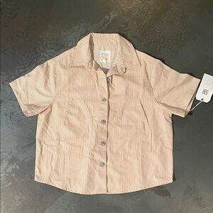 Striped Short Sleeve Button-Up Shirt